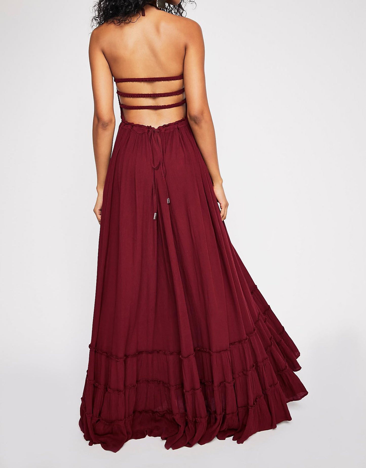 R.Vivimos Womens Summer Boho Sexy Backless Long Dresses