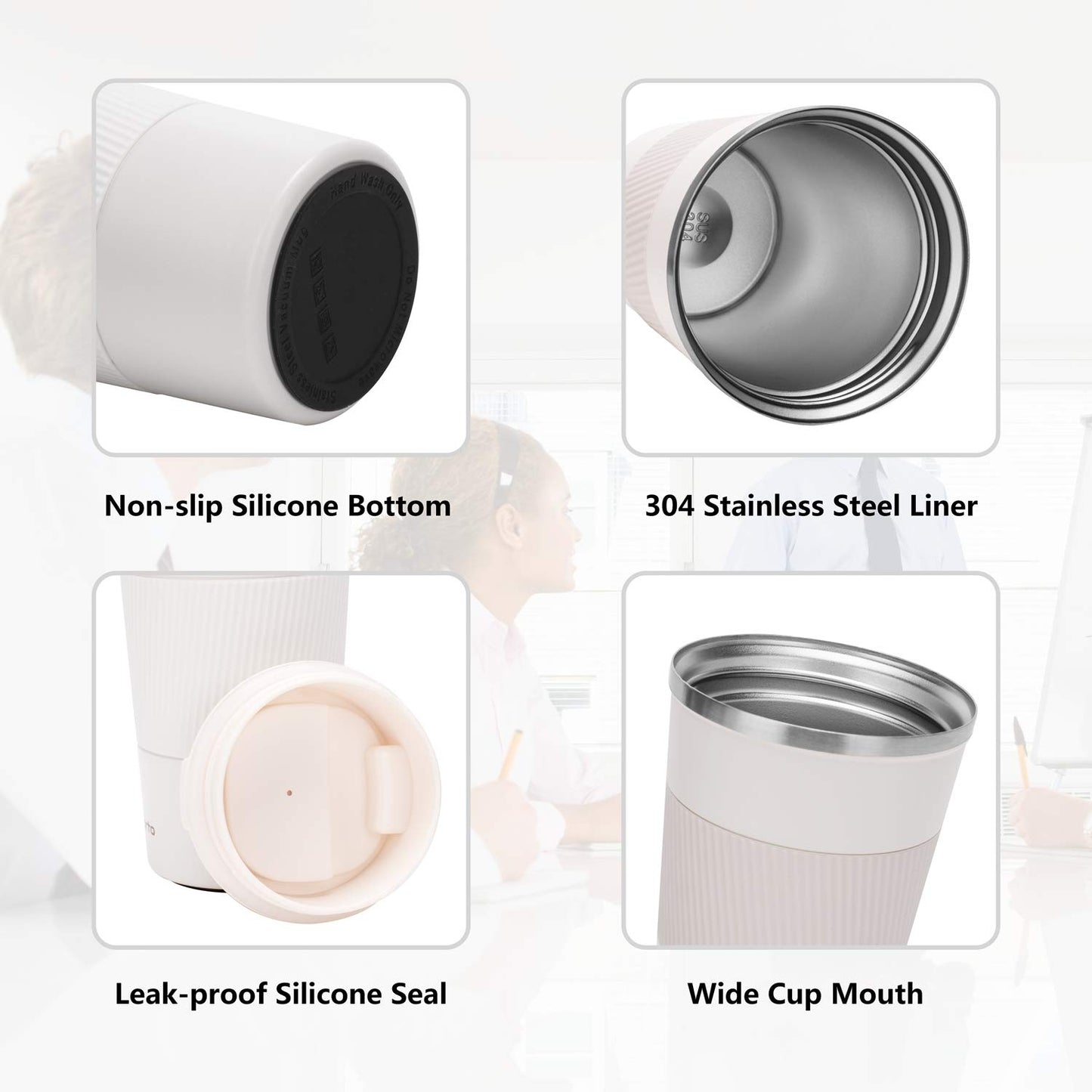 *Amazon Affiliate Link 12oz Insulated Coffee Travel Mug Stainless Steel Vacuum Coffee Cup Leakproof with Screw Lid Double Wall Coffee Tumbler Reusable Thermal Cup for Hot/Iced Beverage - 380ml, Black