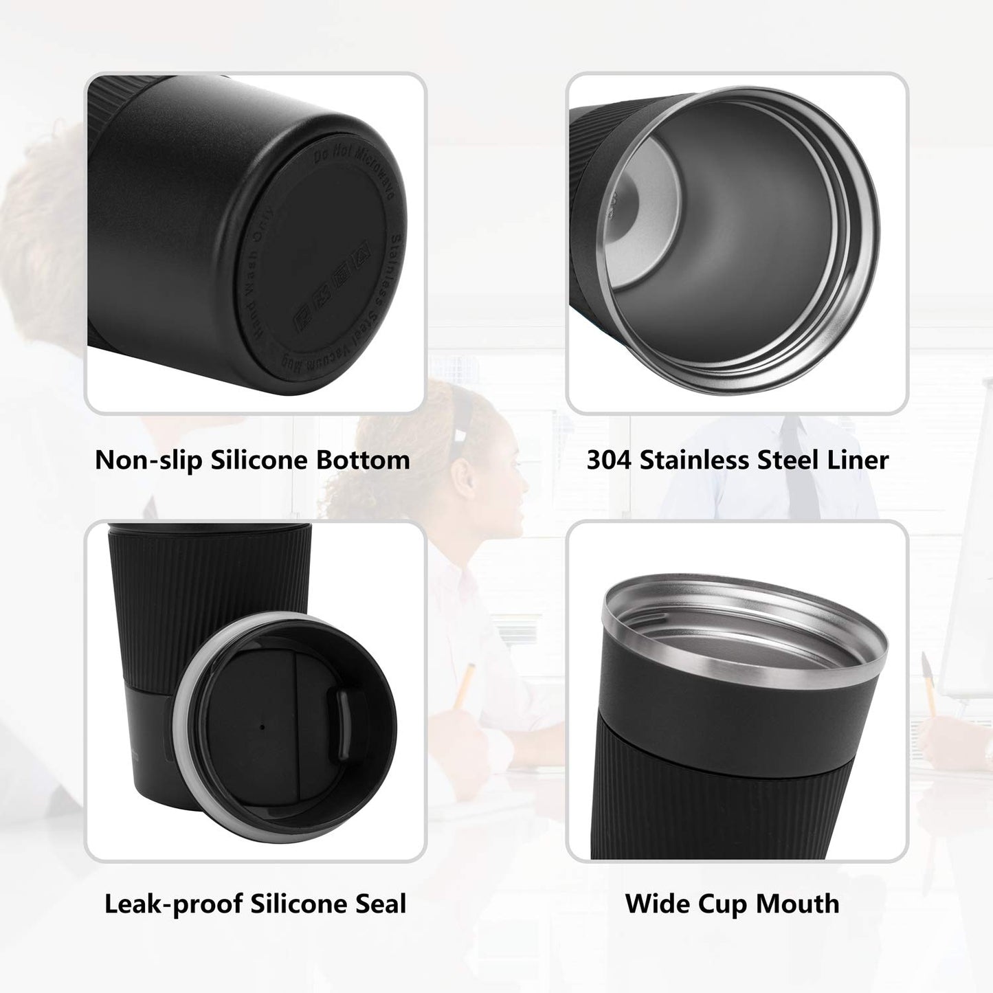 *Amazon Affiliate Link 12oz Insulated Coffee Travel Mug Stainless Steel Vacuum Coffee Cup Leakproof with Screw Lid Double Wall Coffee Tumbler Reusable Thermal Cup for Hot/Iced Beverage - 380ml, Black