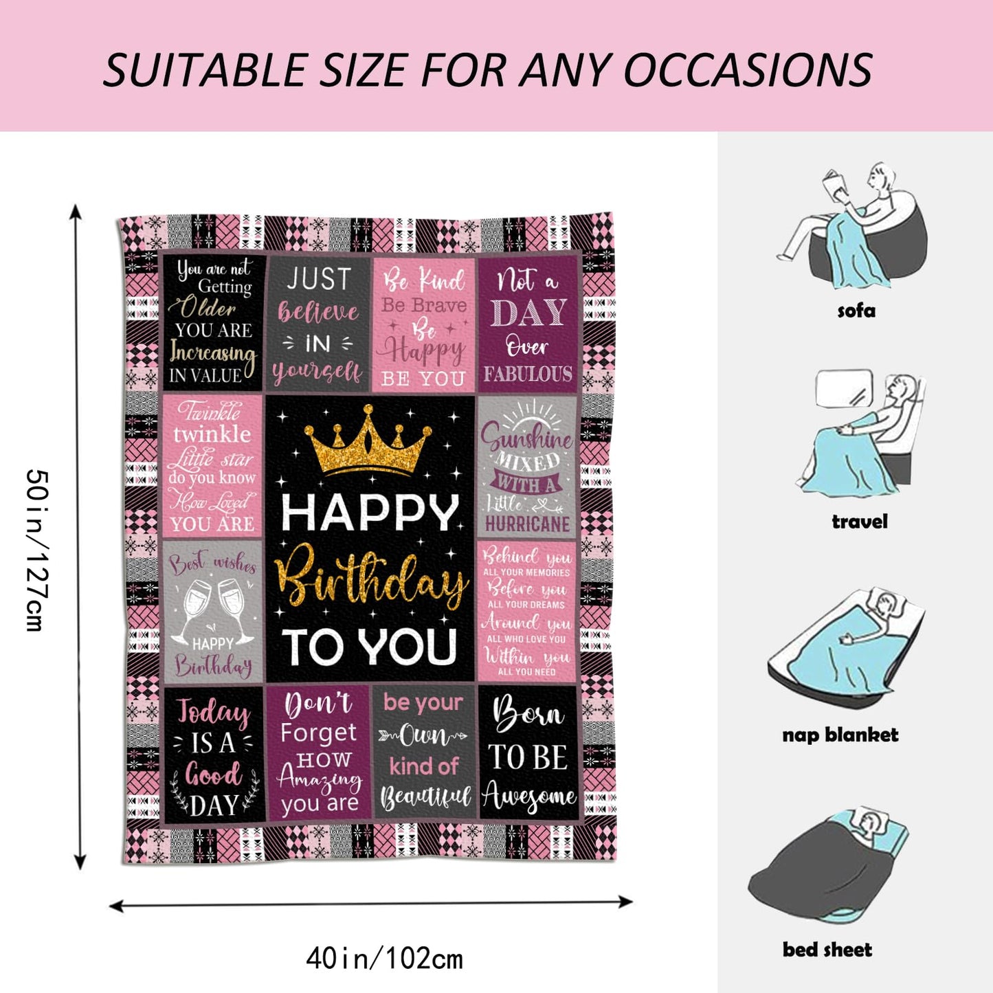 *CasavaRopa Affiliate Link Amonee-YL 50th Birthday Gifts for Women, 50th Birthday Gift Blanket 60"X80", 50 Year Old Gifts for Women, 50th Birthday Gifts for Her, 50th Birthday Decorations, 50 Years Old Birthday Gifts for Woman