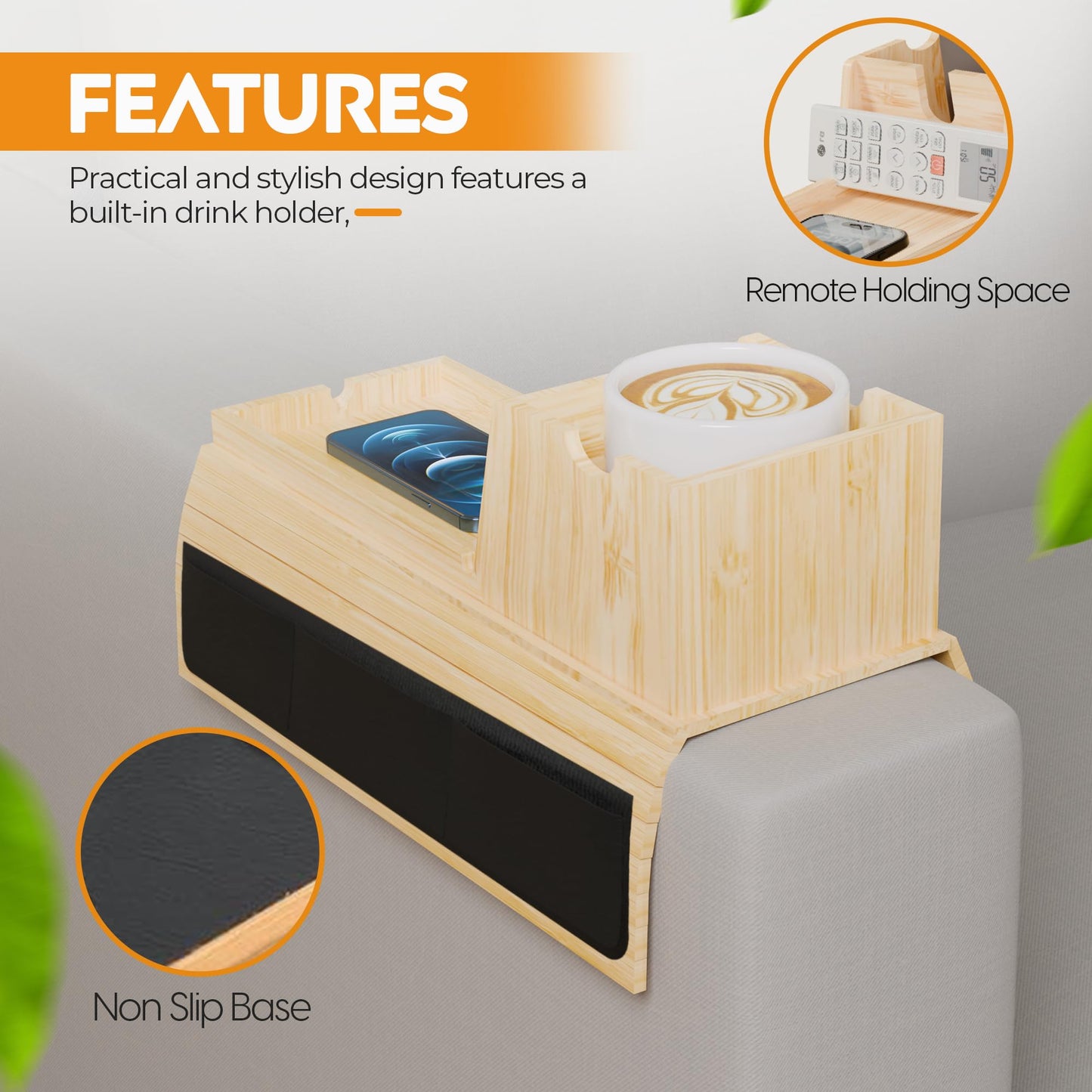Bamboo Couch Arm Tray