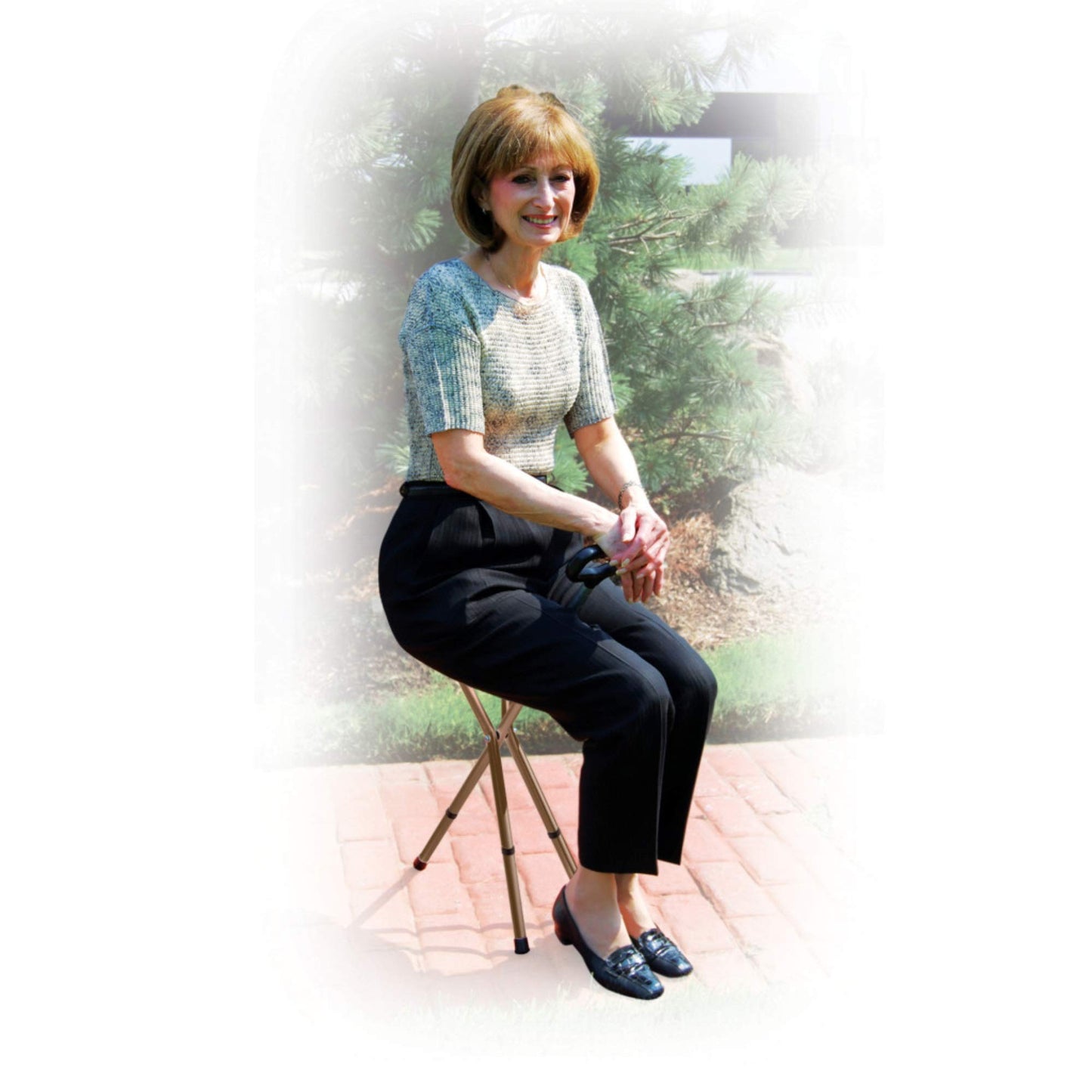 Folding Cane with Seat, Black