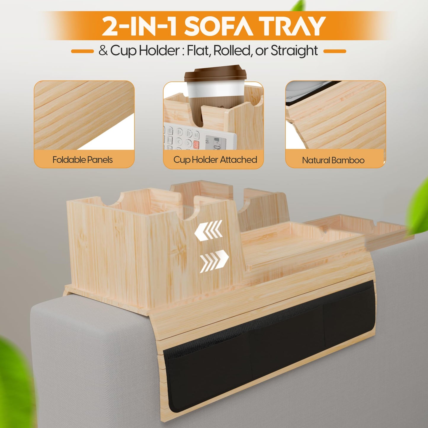 Bamboo Couch Arm Tray