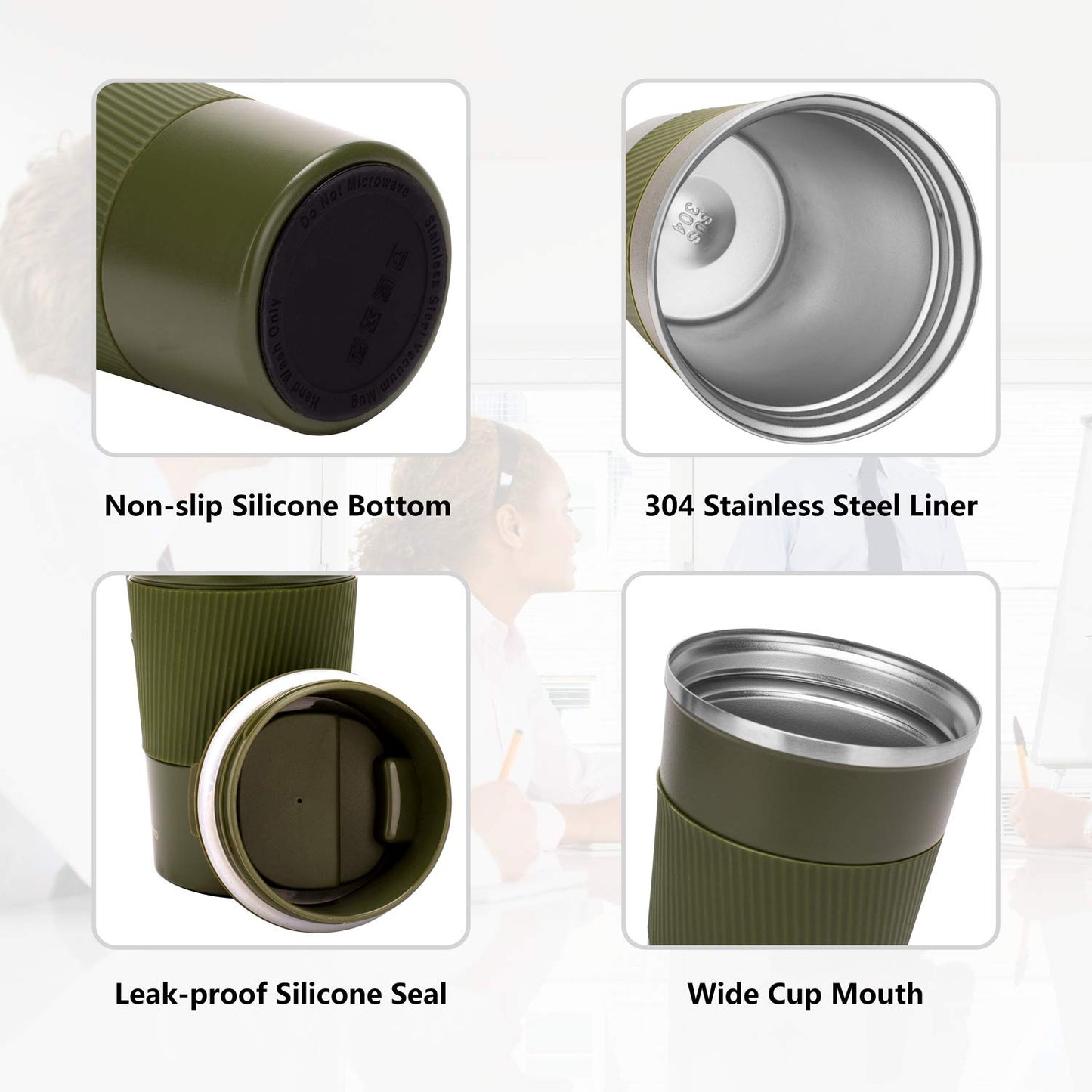 *Amazon Affiliate Link 12oz Insulated Coffee Travel Mug Stainless Steel Vacuum Coffee Cup Leakproof with Screw Lid Double Wall Coffee Tumbler Reusable Thermal Cup for Hot/Iced Beverage - 380ml, Black