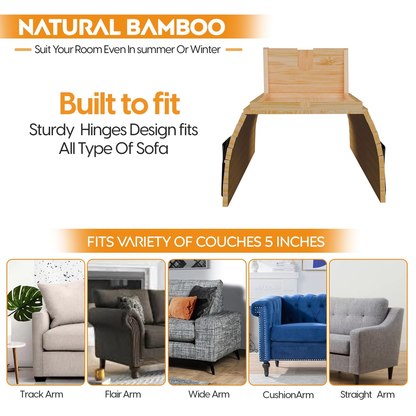 Bamboo Couch Arm Tray