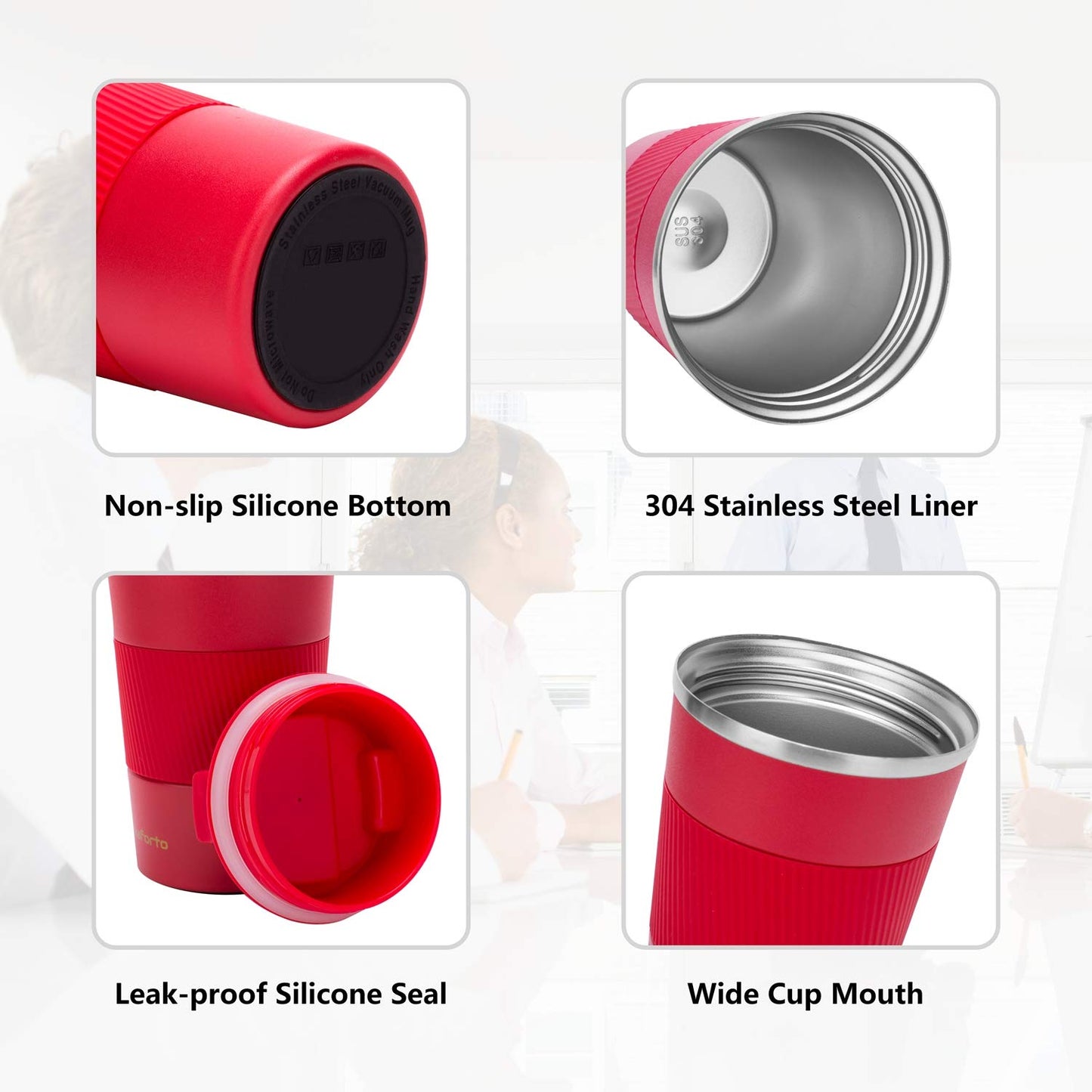 *Amazon Affiliate Link 12oz Insulated Coffee Travel Mug Stainless Steel Vacuum Coffee Cup Leakproof with Screw Lid Double Wall Coffee Tumbler Reusable Thermal Cup for Hot/Iced Beverage - 380ml, Black
