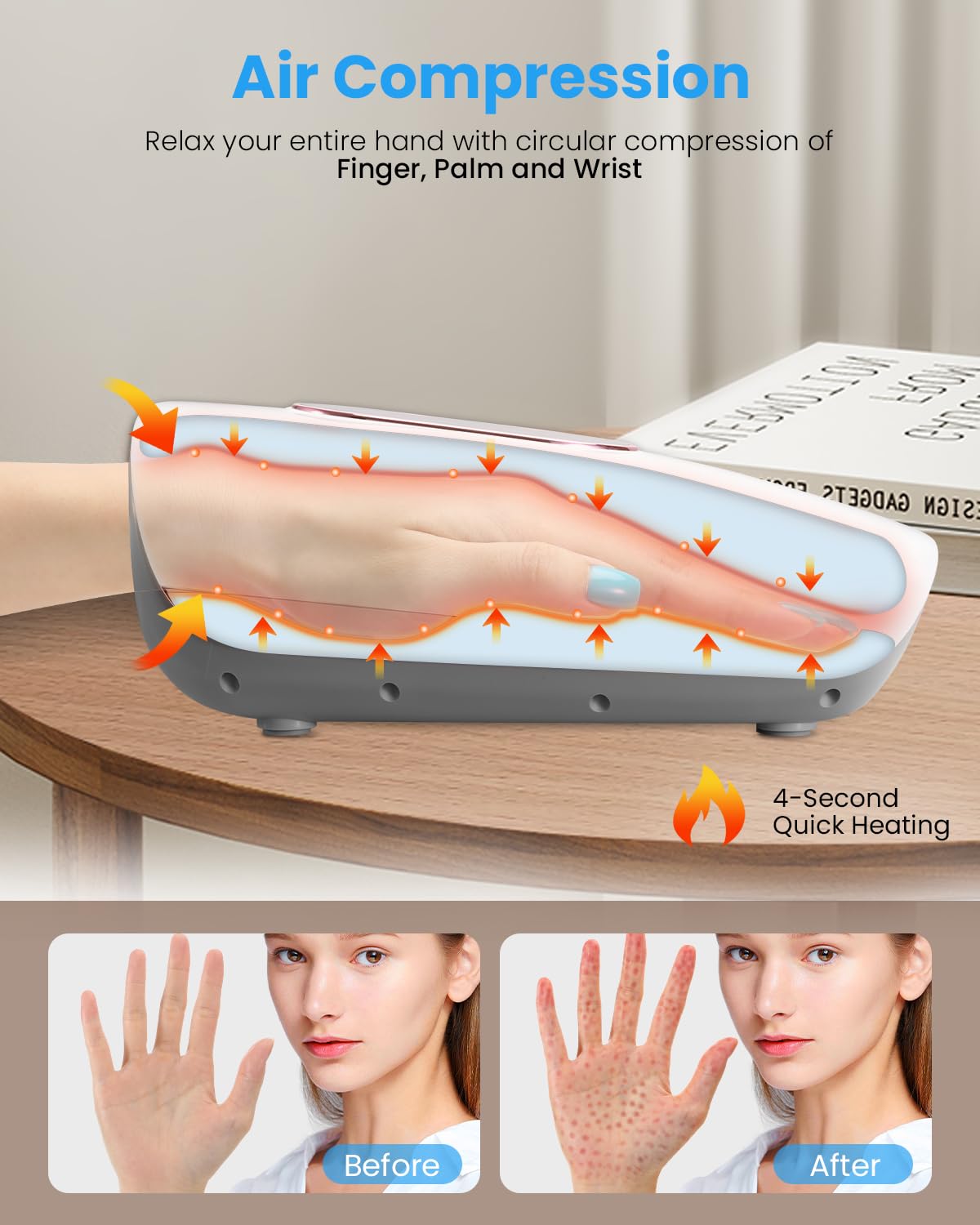 NOWWISH Hand Massager with Heat and Compression for Arthritis and Carpal Tunnel Pain