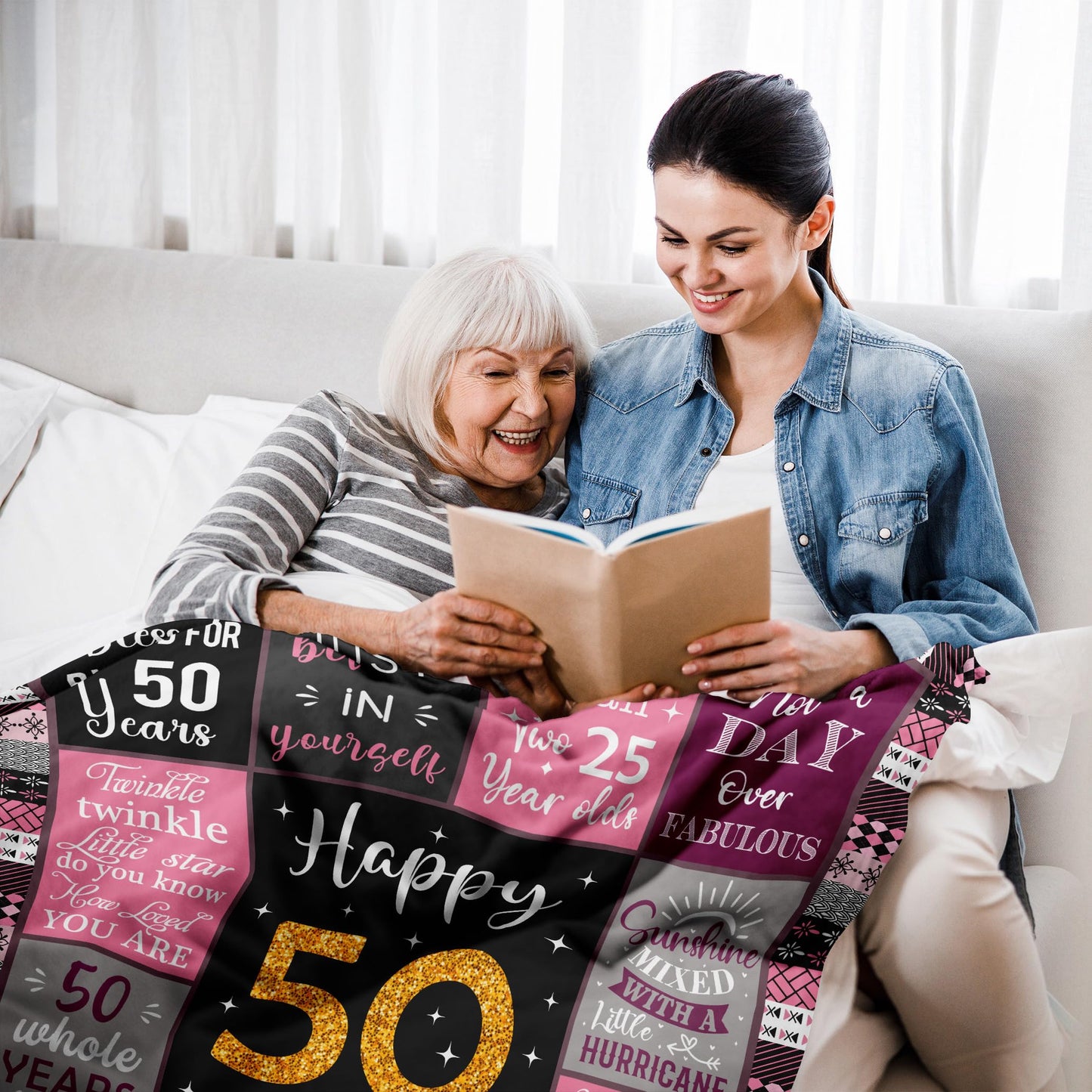 *CasavaRopa Affiliate Link Amonee-YL 50th Birthday Gifts for Women, 50th Birthday Gift Blanket 60"X80", 50 Year Old Gifts for Women, 50th Birthday Gifts for Her, 50th Birthday Decorations, 50 Years Old Birthday Gifts for Woman