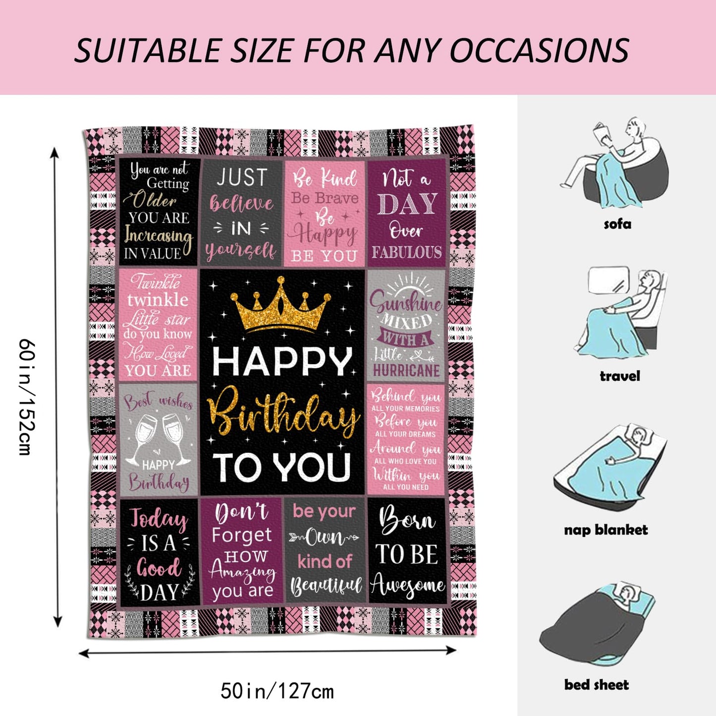 *CasavaRopa Affiliate Link Amonee-YL 50th Birthday Gifts for Women, 50th Birthday Gift Blanket 60"X80", 50 Year Old Gifts for Women, 50th Birthday Gifts for Her, 50th Birthday Decorations, 50 Years Old Birthday Gifts for Woman
