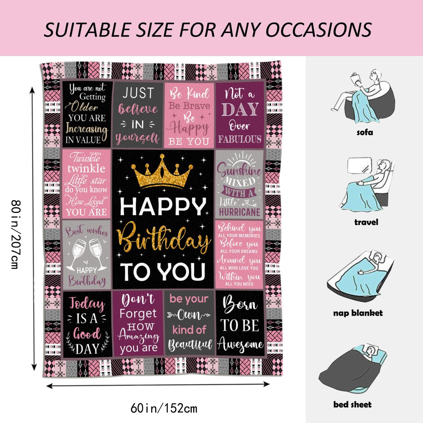 *CasavaRopa Affiliate Link Amonee-YL 50th Birthday Gifts for Women, 50th Birthday Gift Blanket 60"X80", 50 Year Old Gifts for Women, 50th Birthday Gifts for Her, 50th Birthday Decorations, 50 Years Old Birthday Gifts for Woman