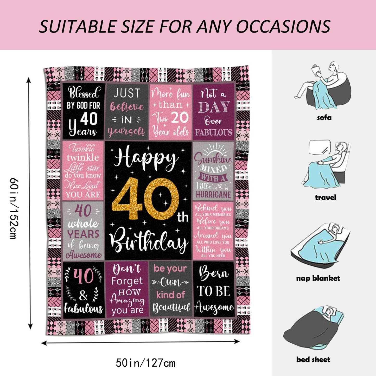 *CasavaRopa Affiliate Link Amonee-YL 50th Birthday Gifts for Women, 50th Birthday Gift Blanket 60"X80", 50 Year Old Gifts for Women, 50th Birthday Gifts for Her, 50th Birthday Decorations, 50 Years Old Birthday Gifts for Woman