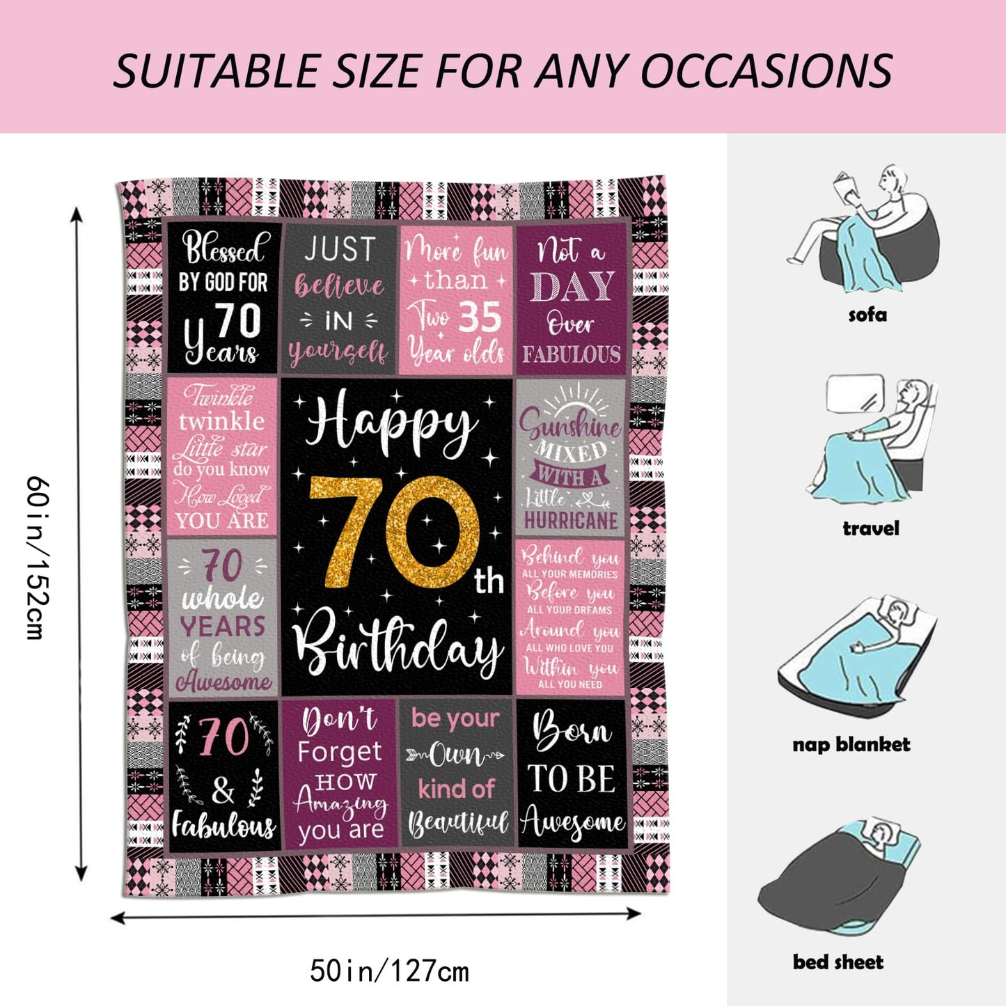 *CasavaRopa Affiliate Link Amonee-YL 50th Birthday Gifts for Women, 50th Birthday Gift Blanket 60"X80", 50 Year Old Gifts for Women, 50th Birthday Gifts for Her, 50th Birthday Decorations, 50 Years Old Birthday Gifts for Woman