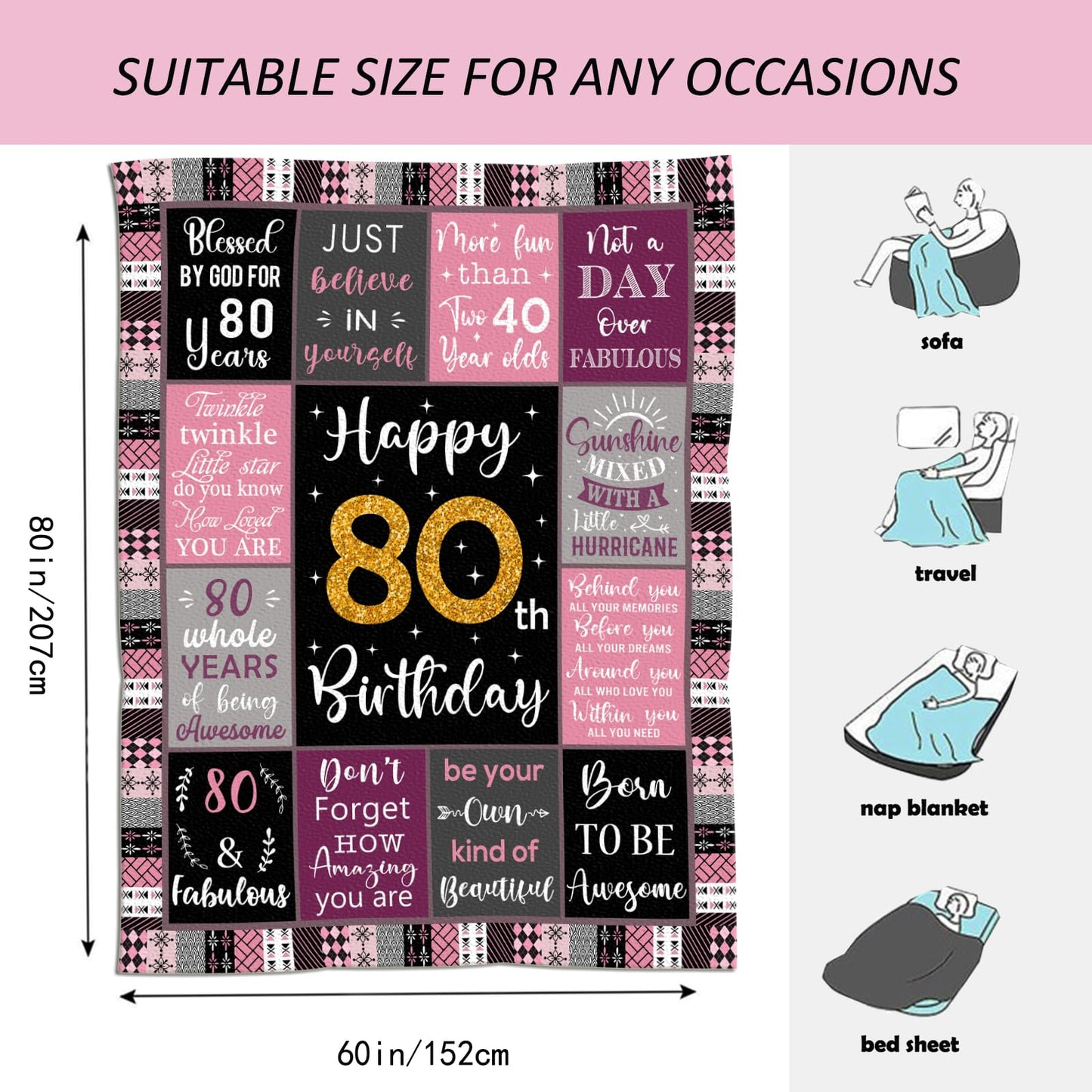 *CasavaRopa Affiliate Link Amonee-YL 50th Birthday Gifts for Women, 50th Birthday Gift Blanket 60"X80", 50 Year Old Gifts for Women, 50th Birthday Gifts for Her, 50th Birthday Decorations, 50 Years Old Birthday Gifts for Woman