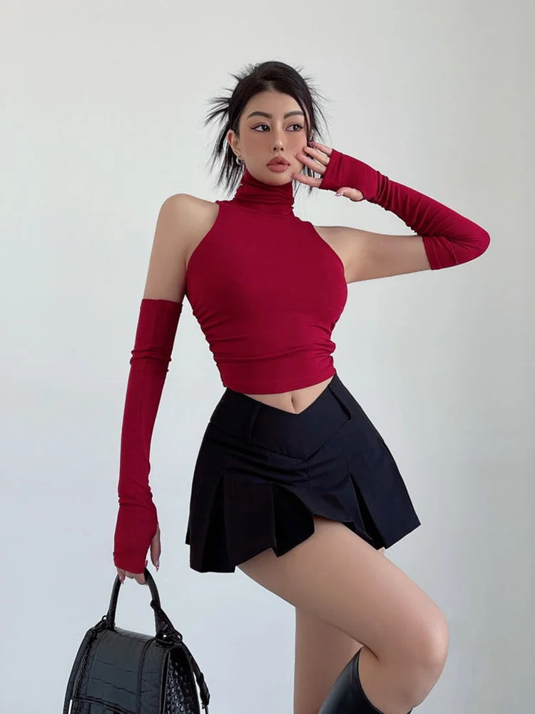 Spring Summer Top Pleated Club Crop Top Women
