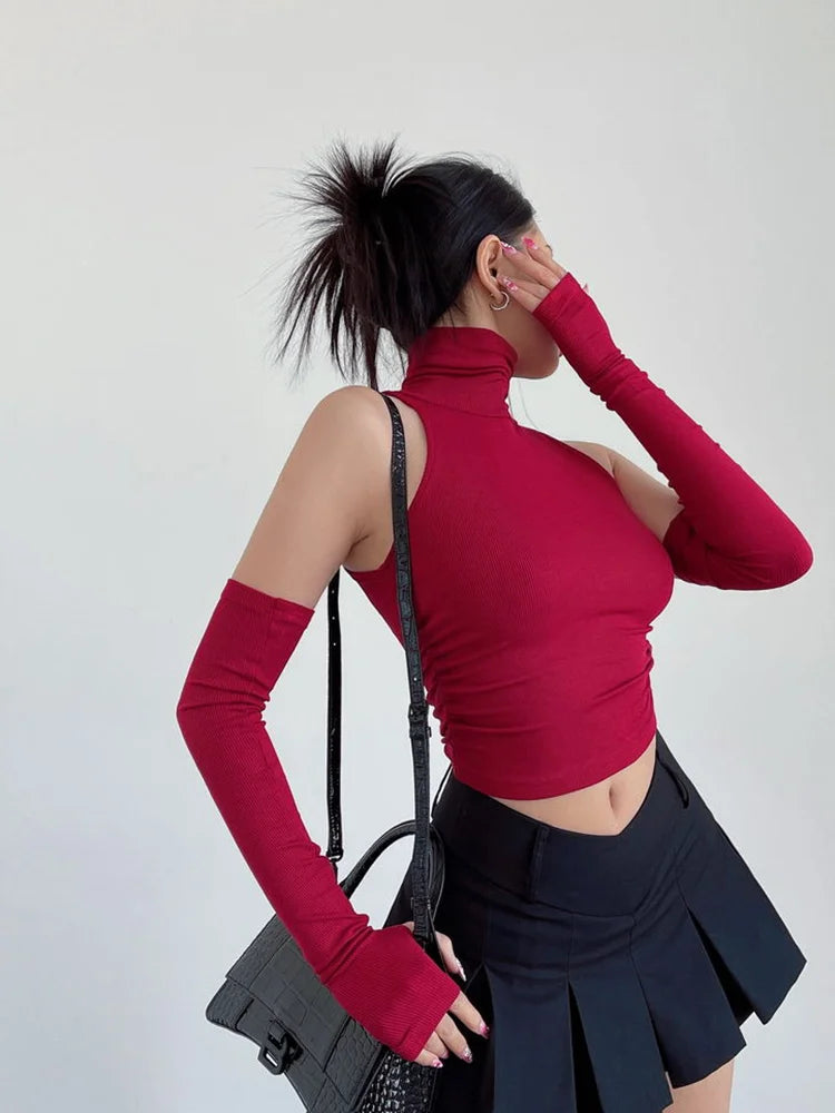 Spring Summer Top Pleated Club Crop Top Women