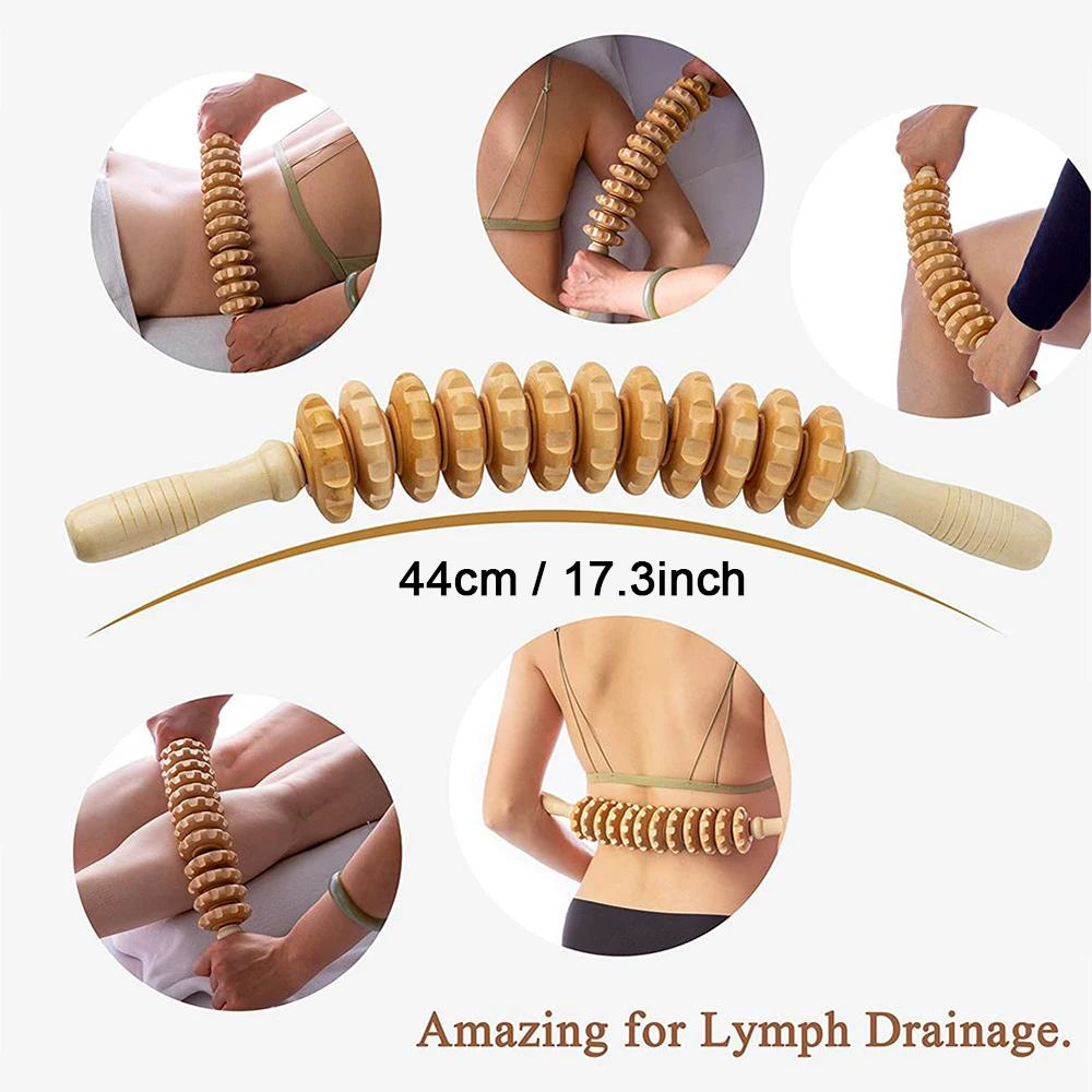 Curved Wood Lymphatic Drainage Tool