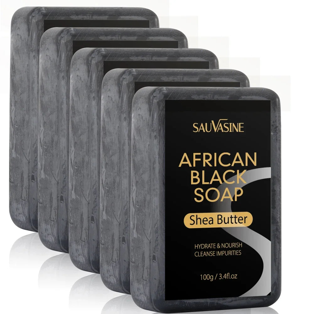100g African Black Soap Acne Treatment Deep Cleaning Exfoliate Facial Moisturizing Skin Smoothing Face Soap for Skin Care