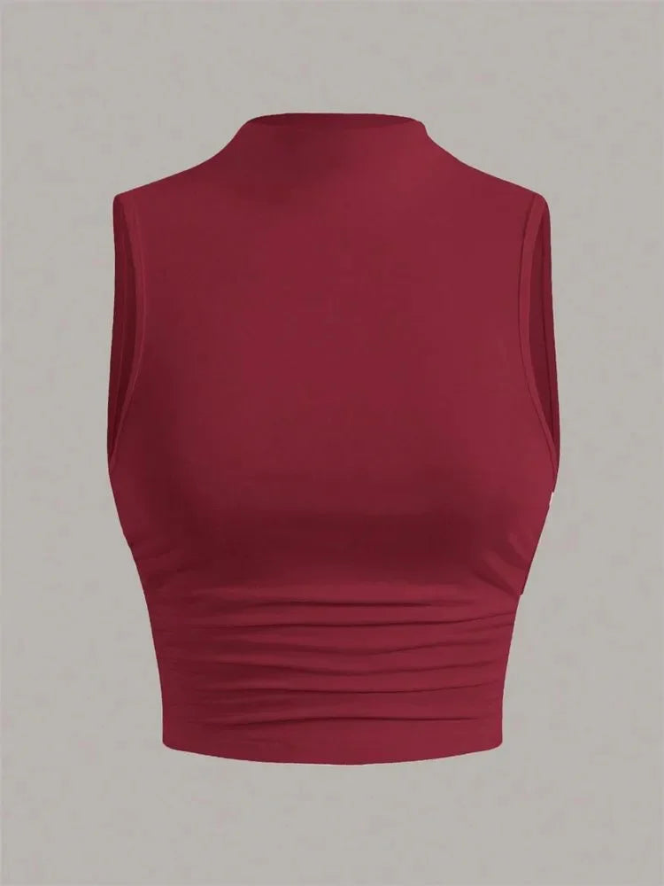 Top sin mangas casual, ajuste slim de ropa urbana (street wear)