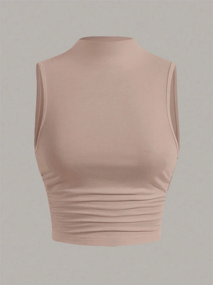 Top sin mangas casual, ajuste slim de ropa urbana (street wear)