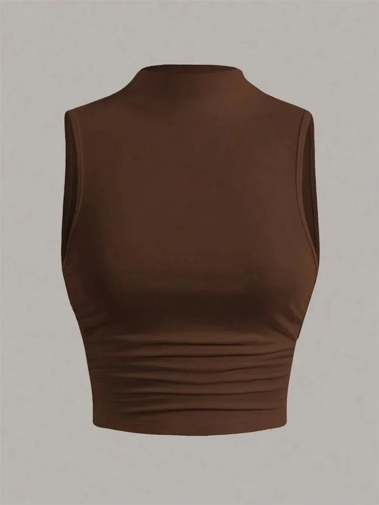 Top sin mangas casual, ajuste slim de ropa urbana (street wear)