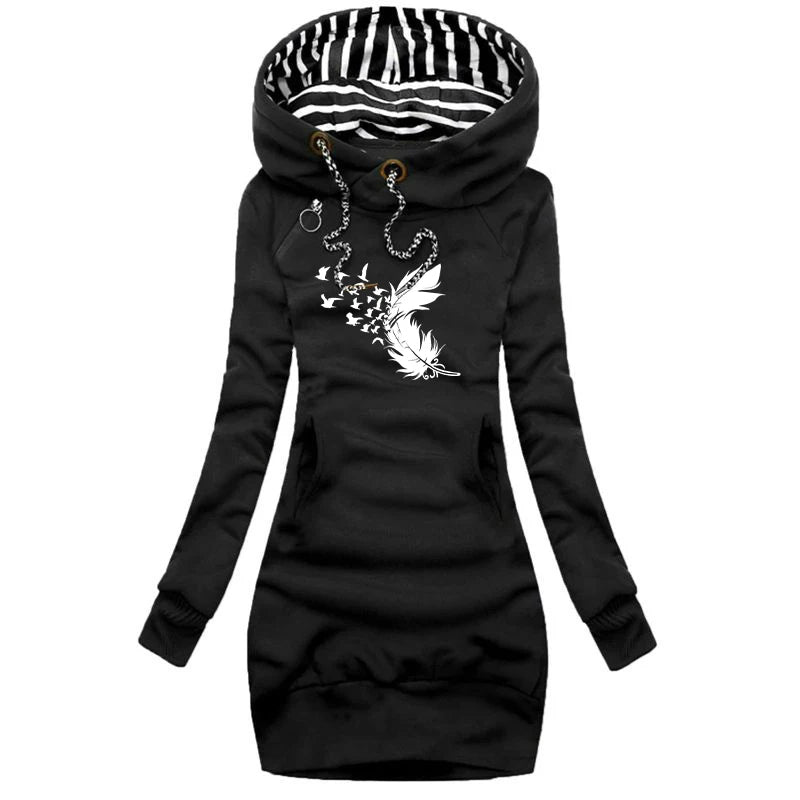 Sweater Hoodie Dress (Casual, Slim)