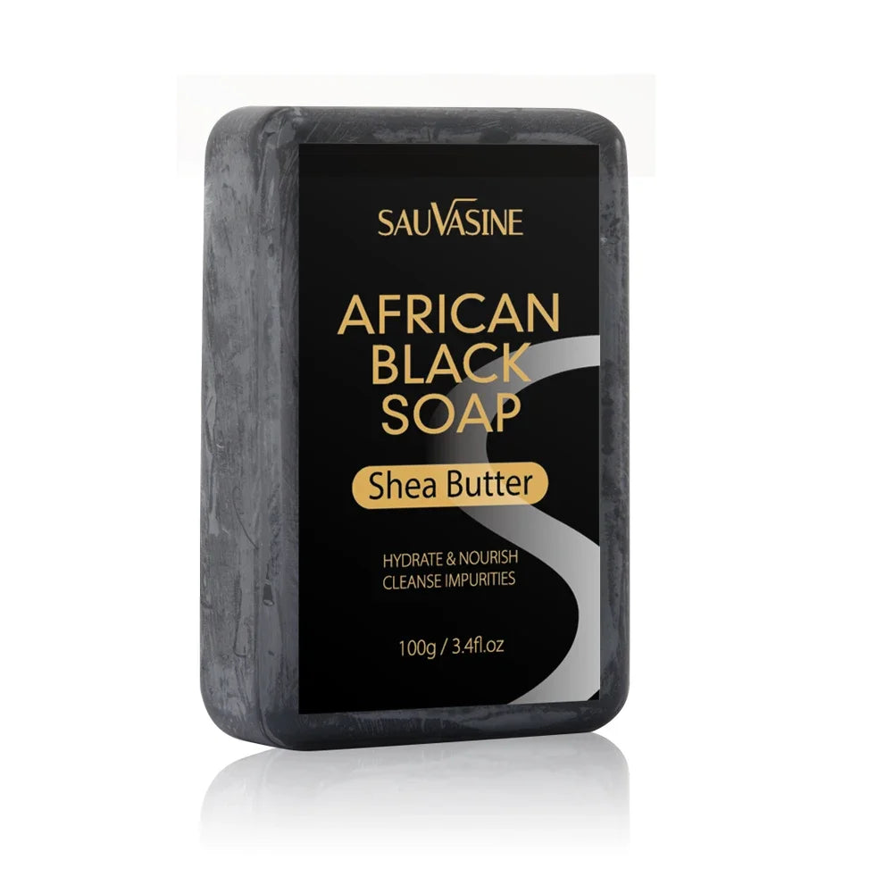 100g African Black Soap Acne Treatment Deep Cleaning Exfoliate Facial Moisturizing Skin Smoothing Face Soap for Skin Care