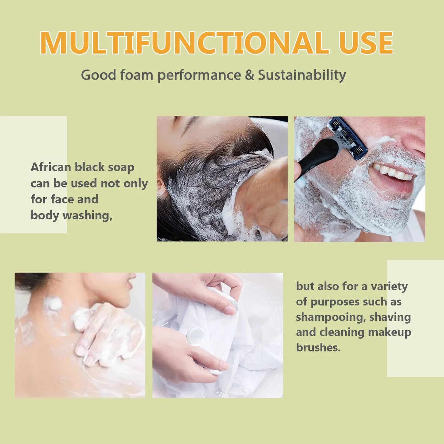 100g African Black Soap Acne Treatment Deep Cleaning Exfoliate Facial Moisturizing Skin Smoothing Face Soap for Skin Care