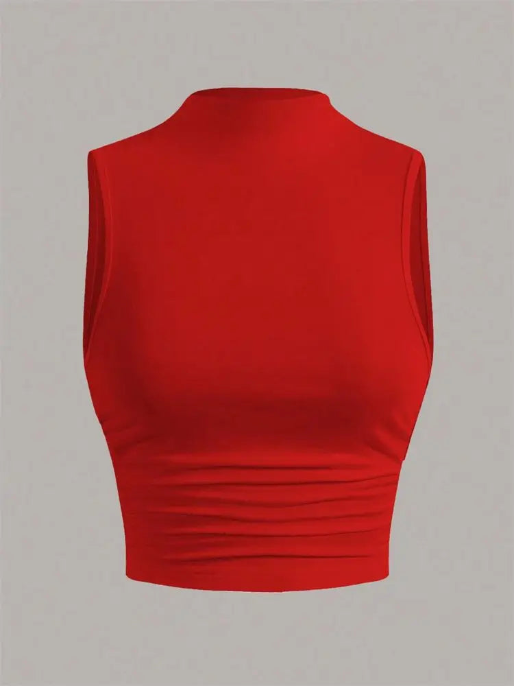 Top sin mangas casual, ajuste slim de ropa urbana (street wear)