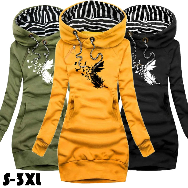 Sweater Hoodie Dress (Casual, Slim)