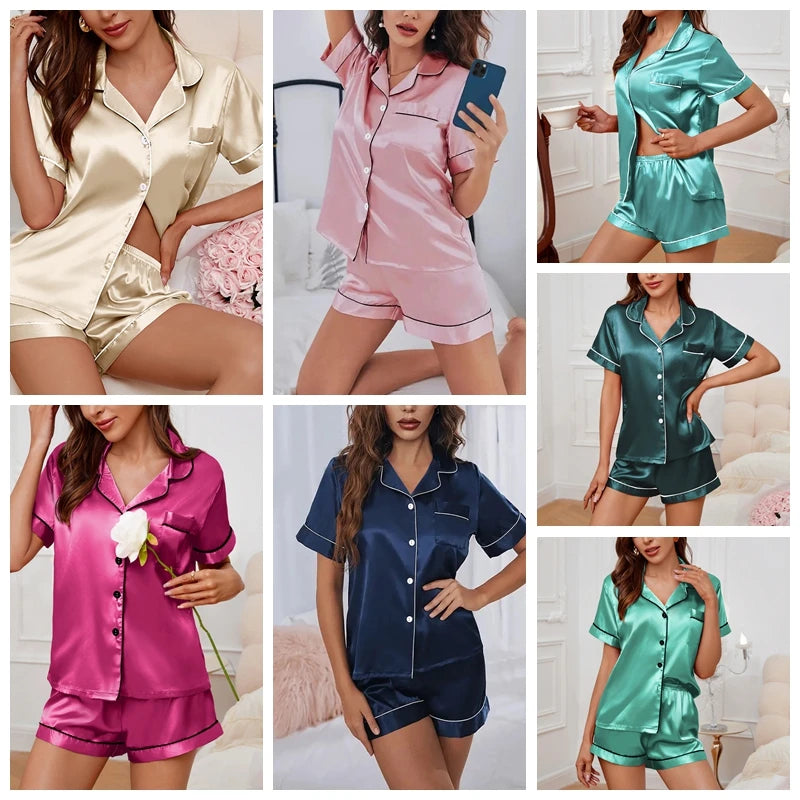 Satin Pajamas Set (Luxurious, Casual)