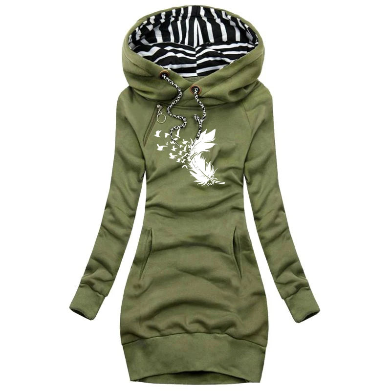 Sweater Hoodie Dress (Casual, Slim)