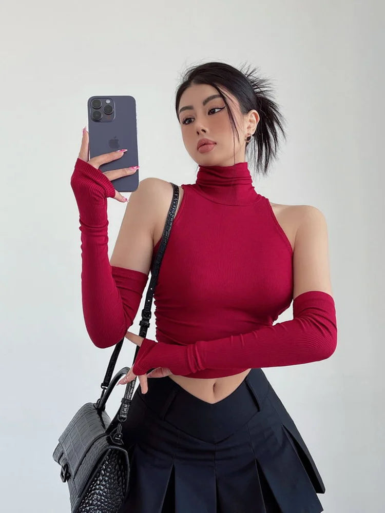Spring Summer Top Pleated Club Crop Top Women