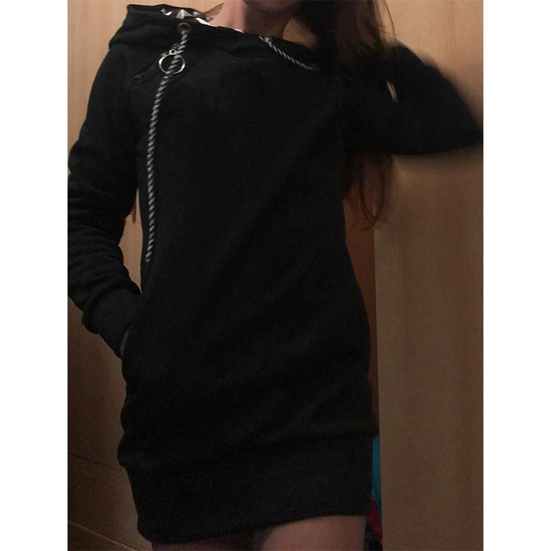Sweater Hoodie Dress (Casual, Slim)
