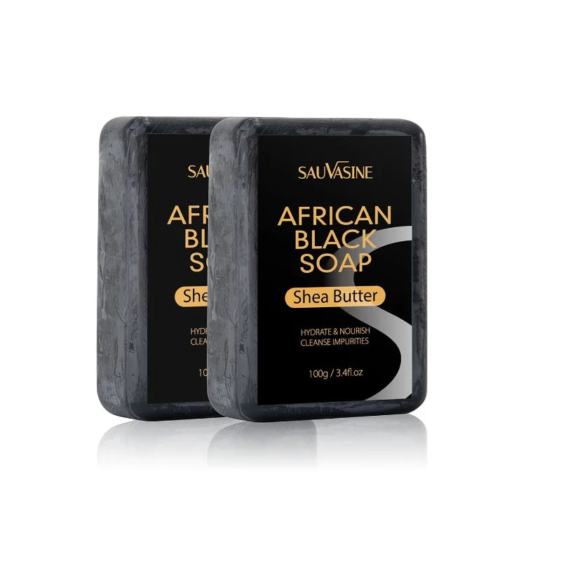 100g African Black Soap Acne Treatment Deep Cleaning Exfoliate Facial Moisturizing Skin Smoothing Face Soap for Skin Care