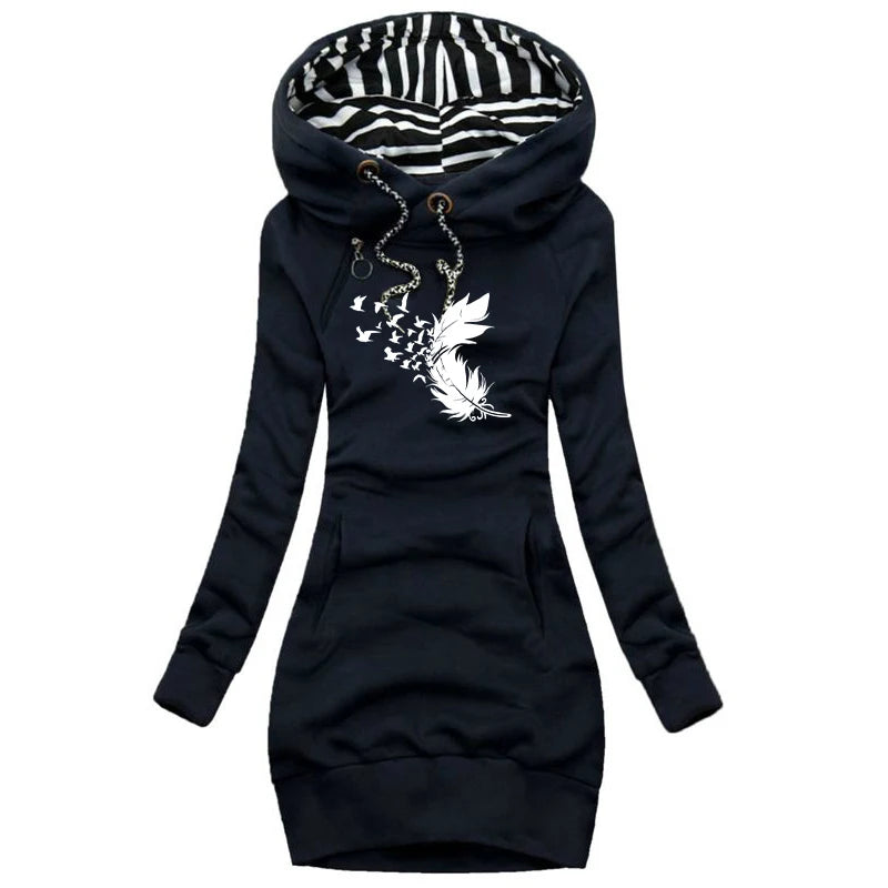 Sweater Hoodie Dress (Casual, Slim)