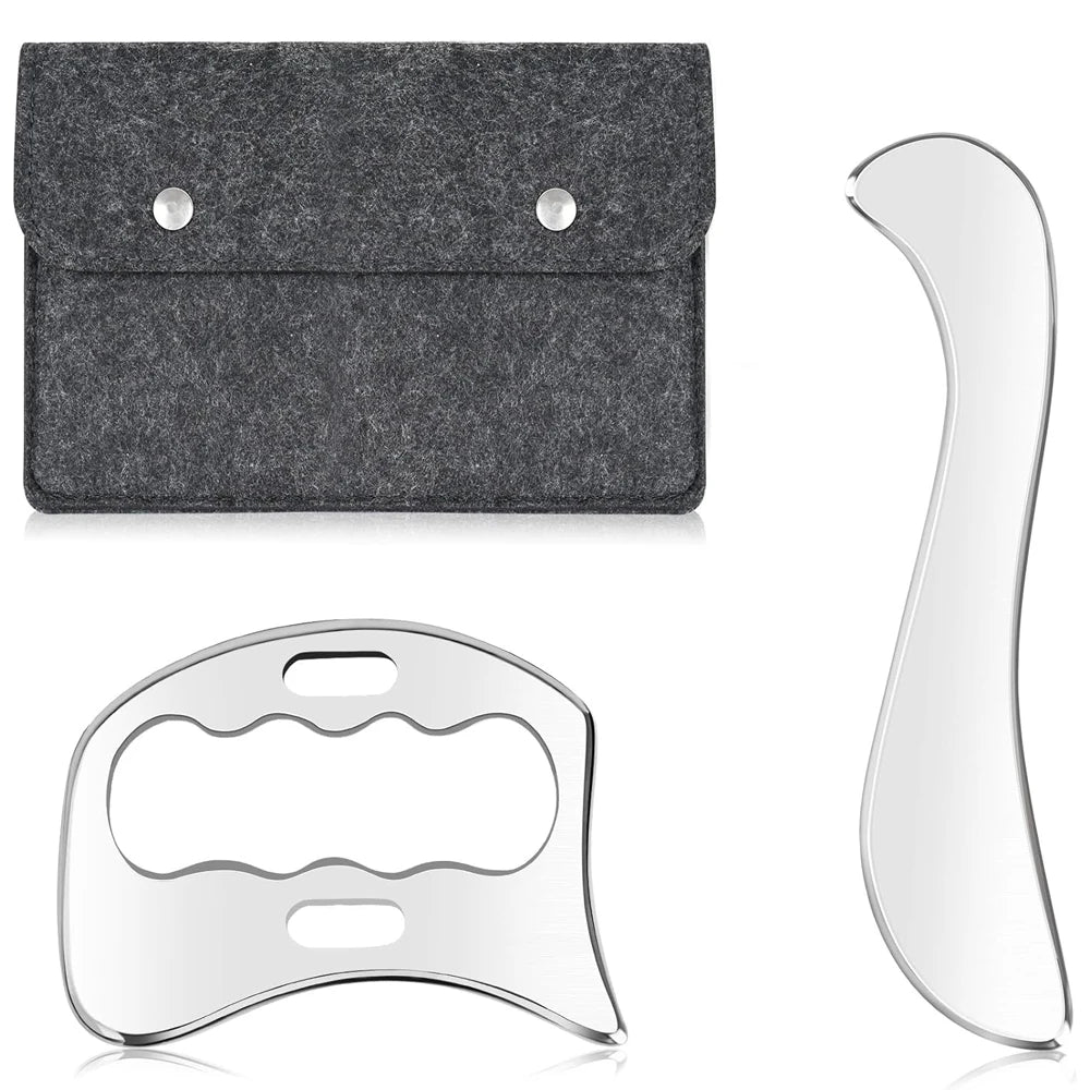 2-in-1 Stainless Muscle Scraper Tools - for Physical Therapy, Lymphatic Drainage Massager