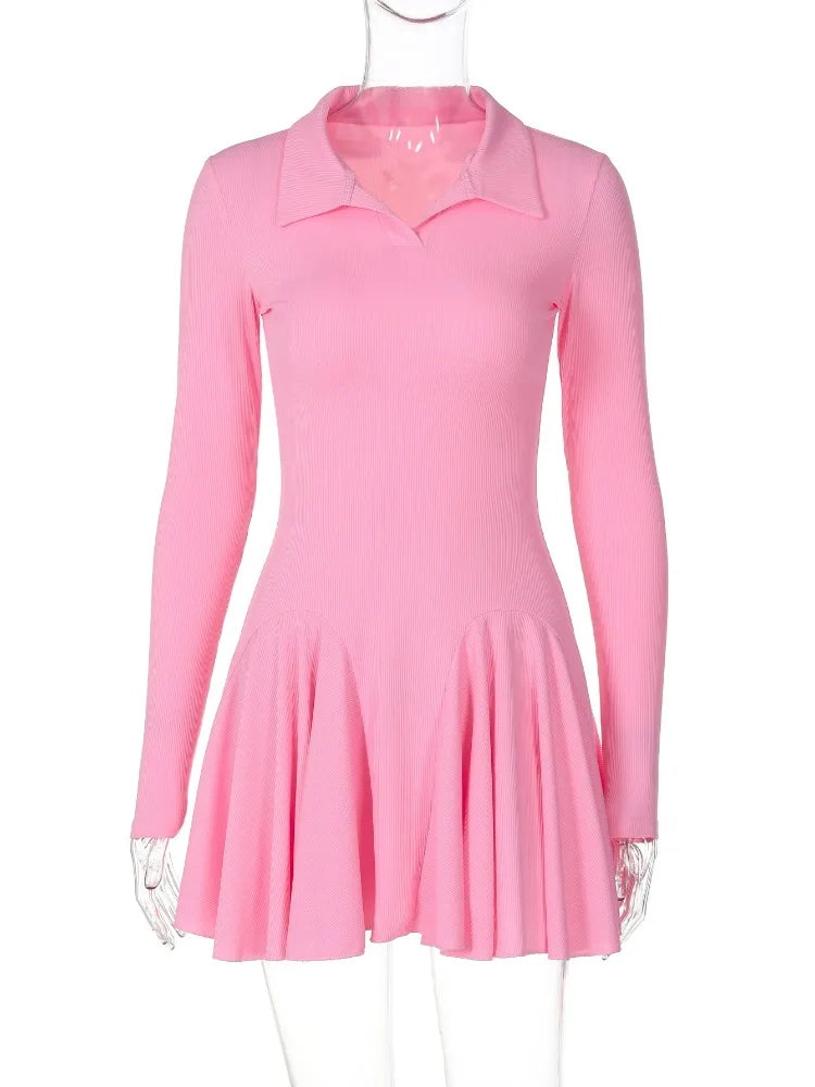 Lapel Fashion Mini Dress