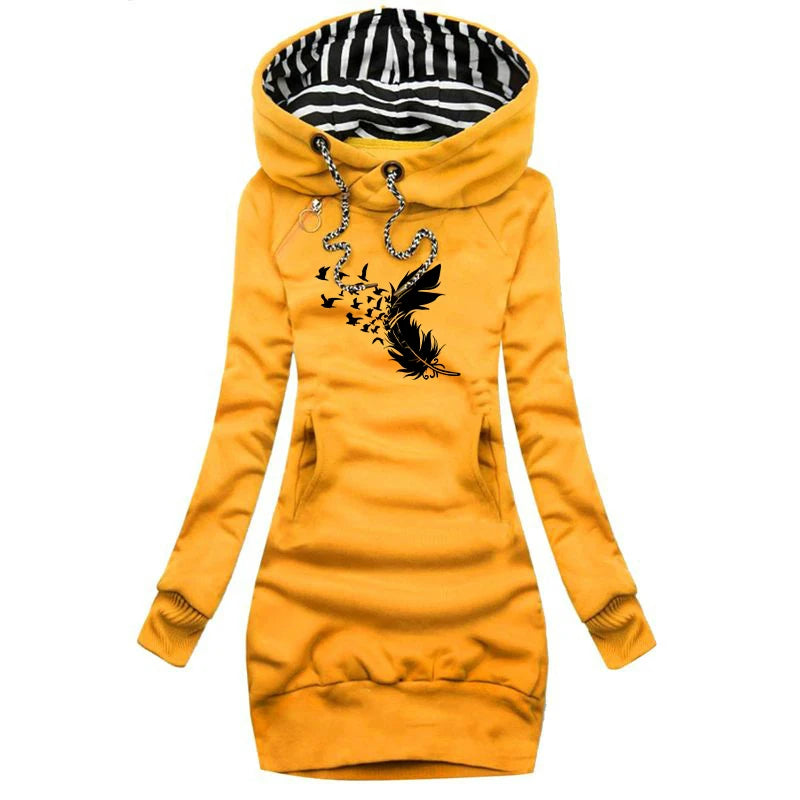 Sweater Hoodie Dress (Casual, Slim)