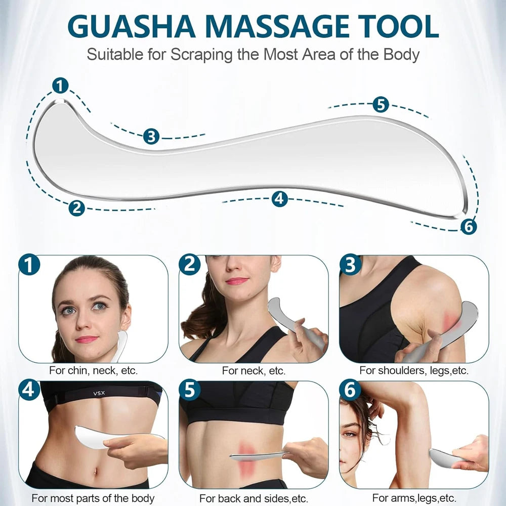 2-in-1 Stainless Muscle Scraper Tools - for Physical Therapy, Lymphatic Drainage Massager