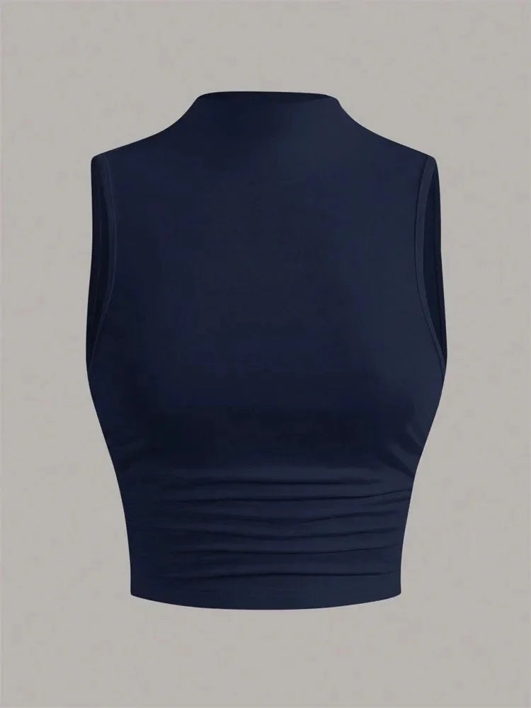 Top sin mangas casual, ajuste slim de ropa urbana (street wear)