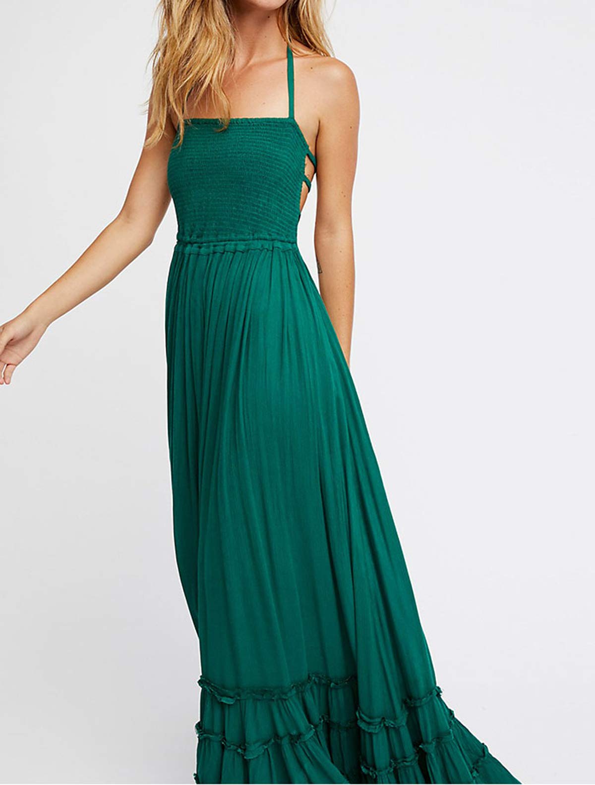 R.Vivimos Womens Summer Boho Sexy Backless Long Dresses