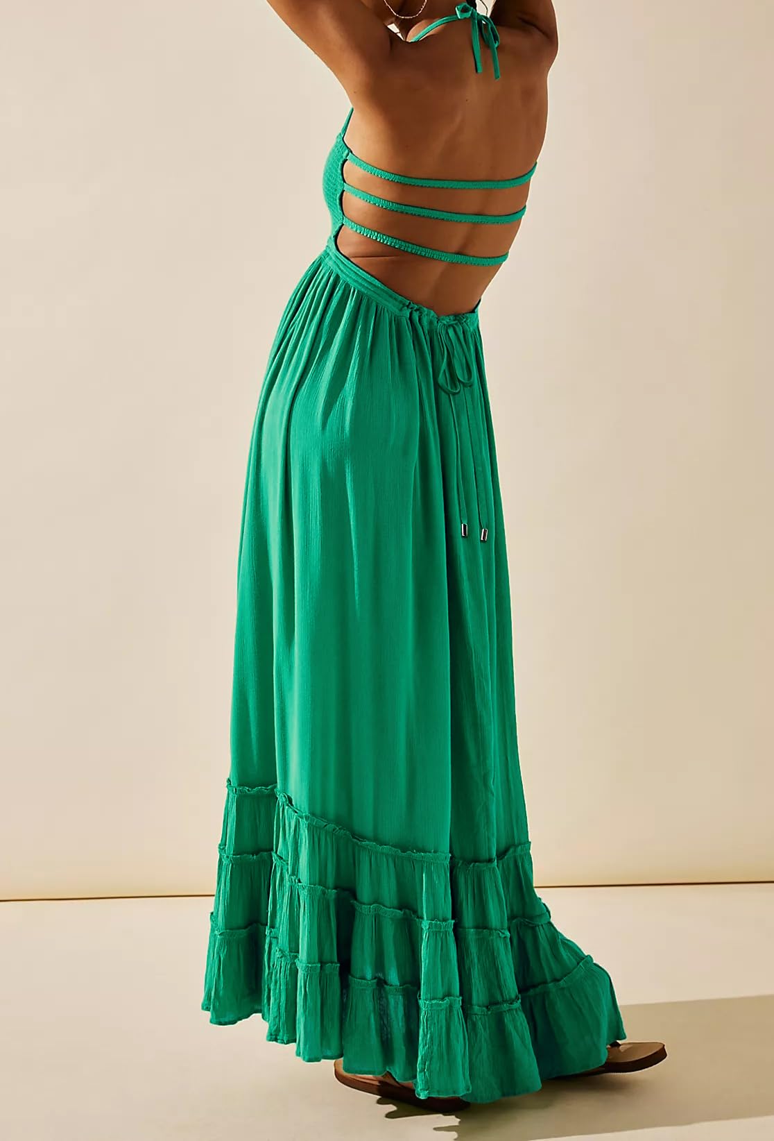R.Vivimos Womens Summer Boho Sexy Backless Long Dresses