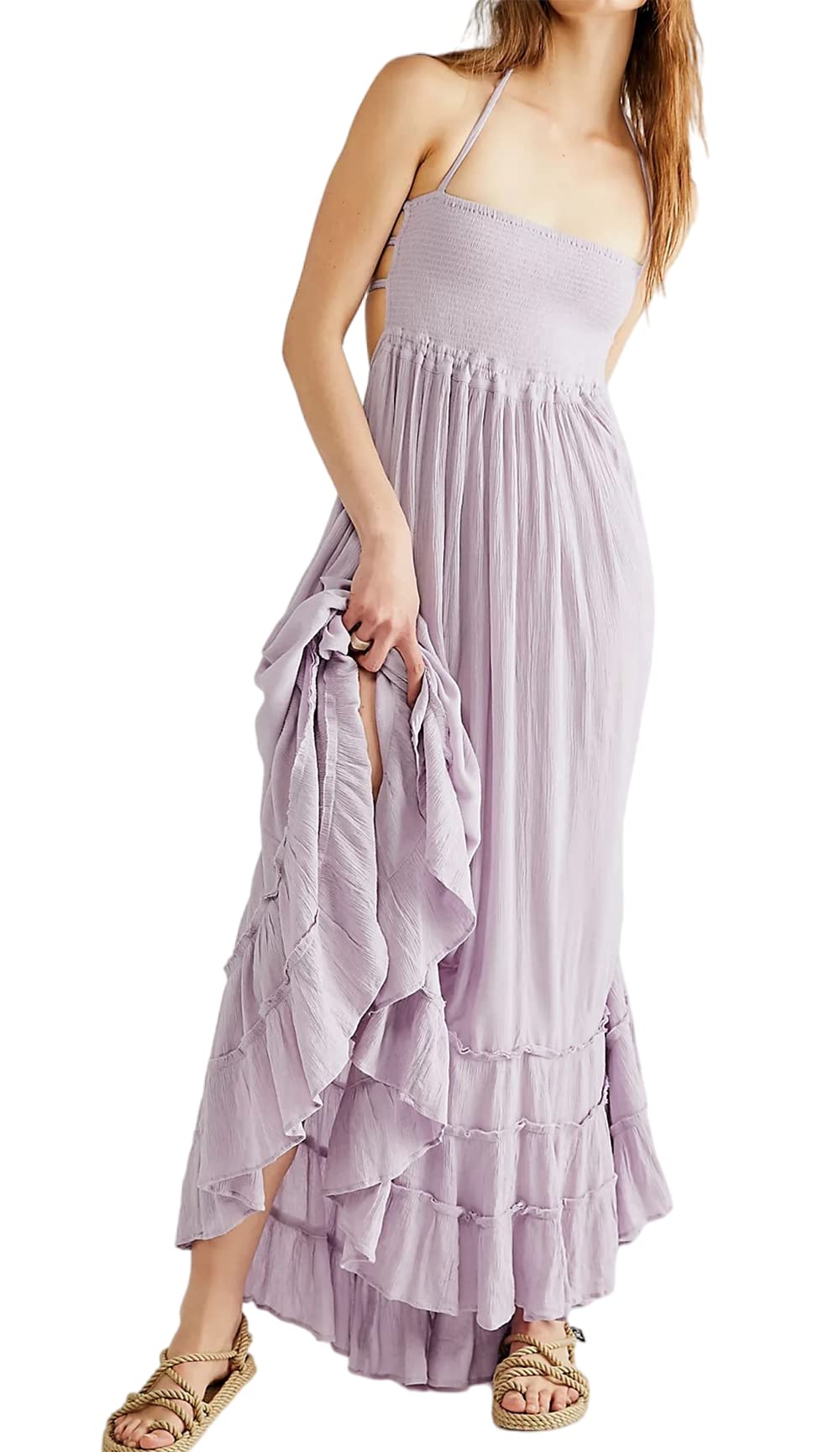R.Vivimos Womens Summer Boho Sexy Backless Long Dresses