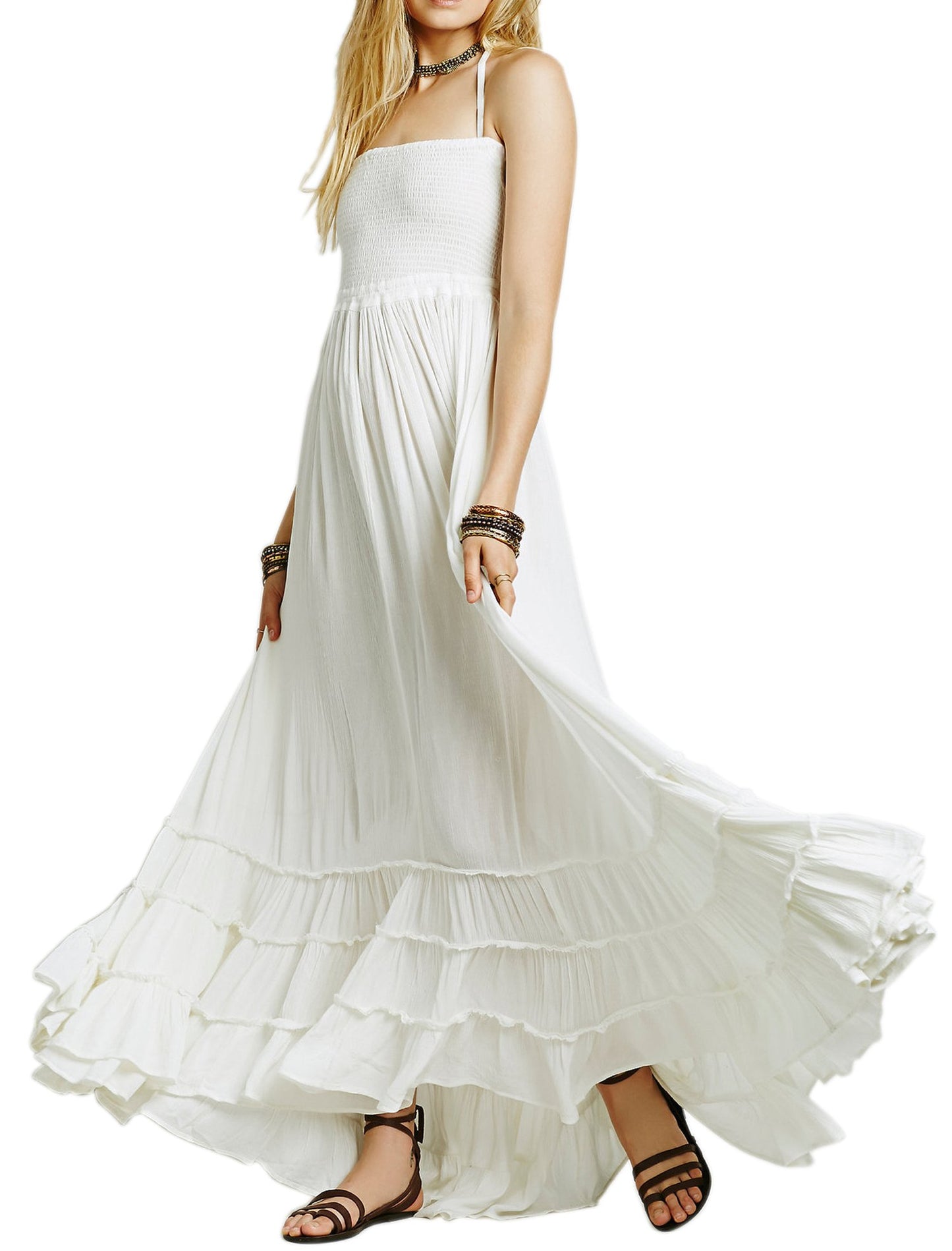 R.Vivimos Womens Summer Boho Sexy Backless Long Dresses