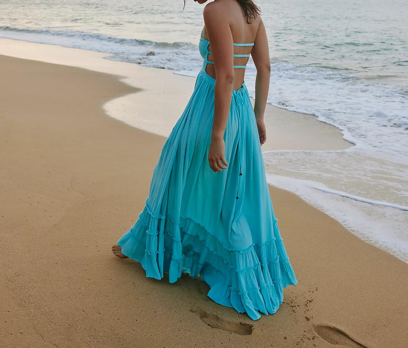 R.Vivimos Womens Summer Boho Sexy Backless Long Dresses