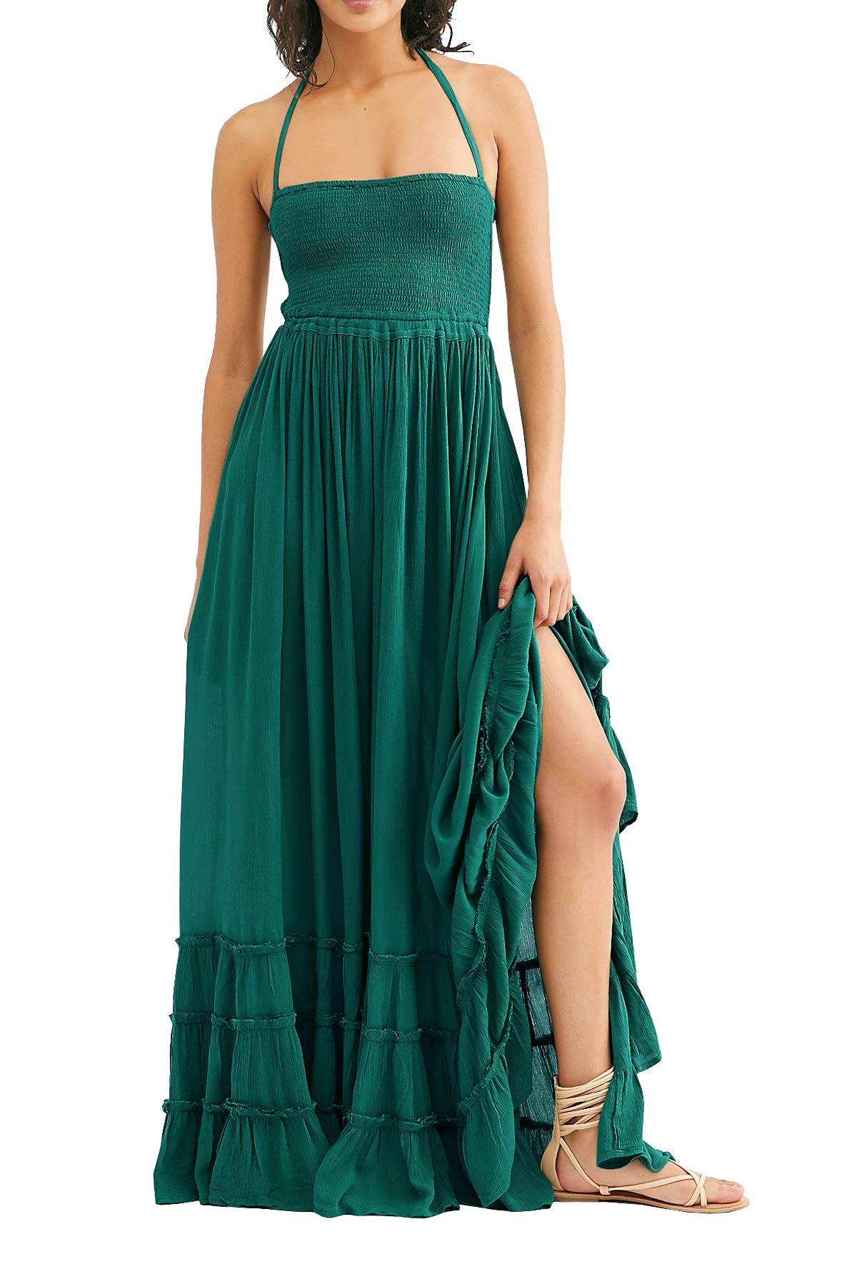 R.Vivimos Womens Summer Boho Sexy Backless Long Dresses