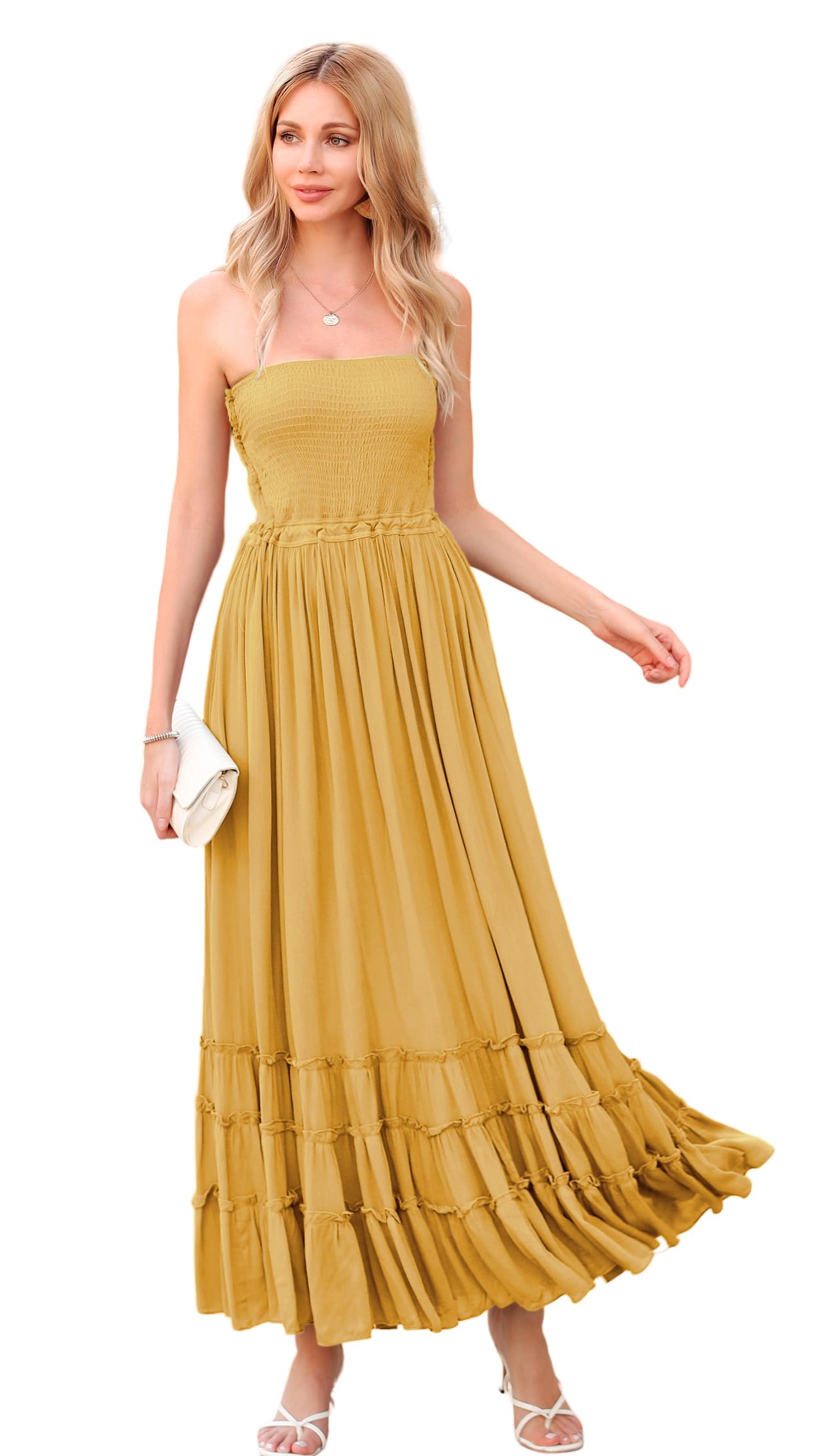 R.Vivimos Womens Summer Boho Sexy Backless Long Dresses