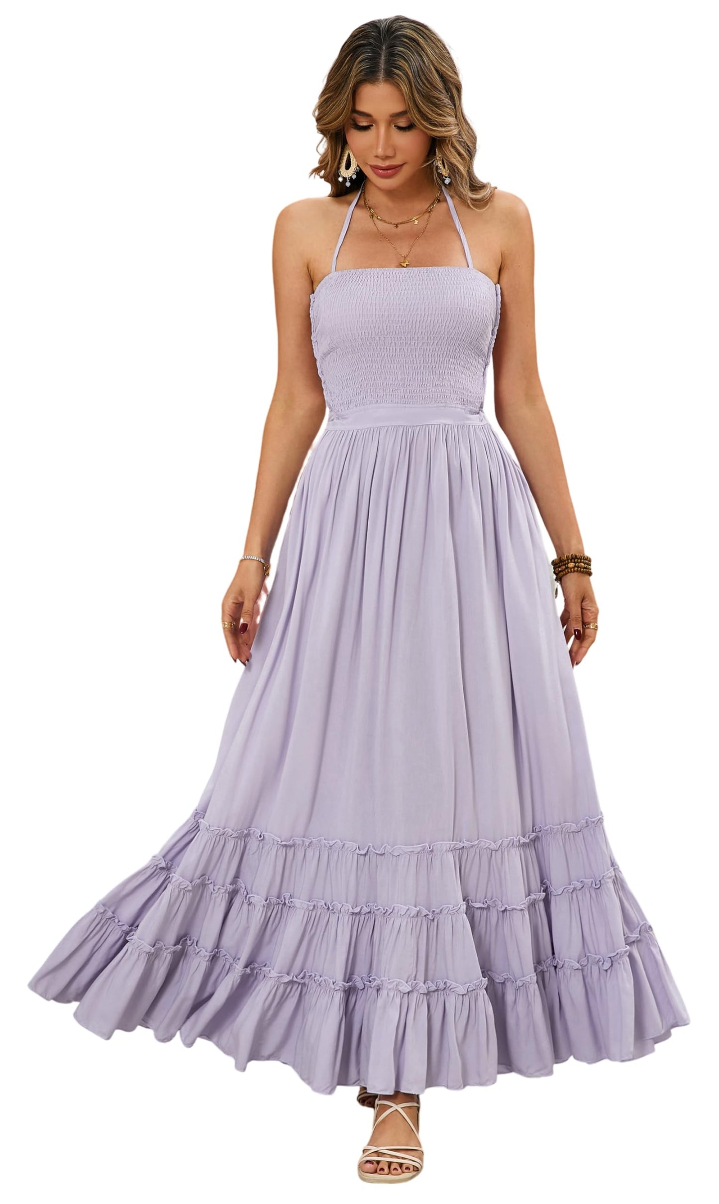 R.Vivimos Womens Summer Boho Sexy Backless Long Dresses