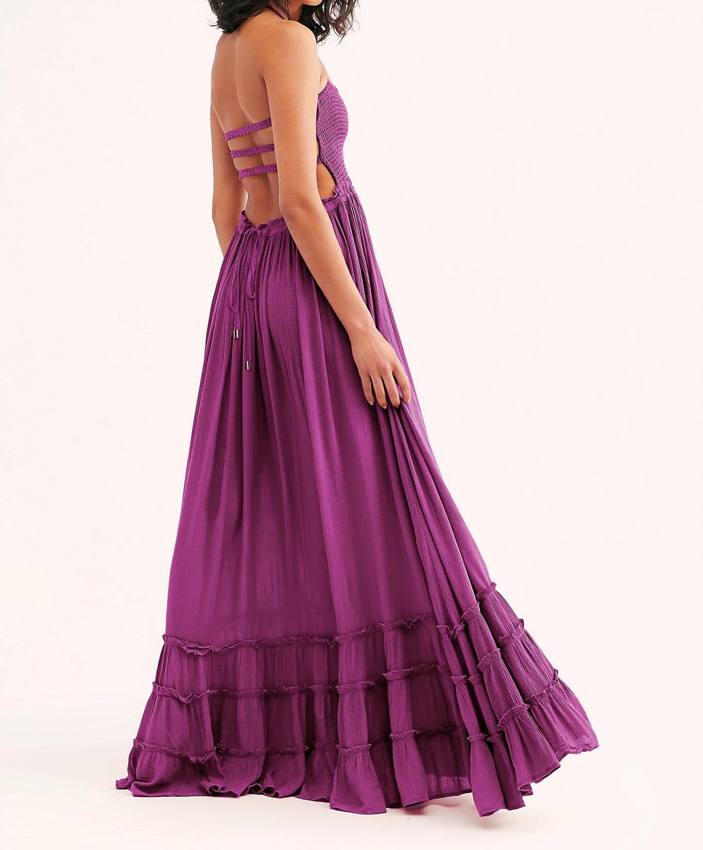 R.Vivimos Womens Summer Boho Sexy Backless Long Dresses