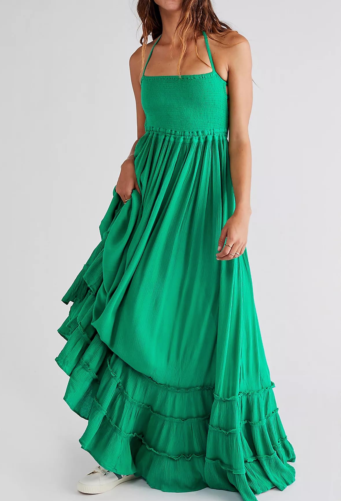 R.Vivimos Womens Summer Boho Sexy Backless Long Dresses